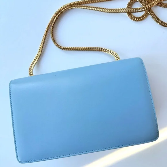 Saint Laurent Betty Light / Sky Blue Crossbody Shoulder Bag w/ Gold Chain Strap - Picture 9 of 16